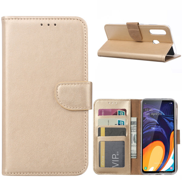 Ntech Ntech Hoesje Geschikt Voor Samsung Galaxy A60 Portemonnee Hoesje / Book Case - Goud