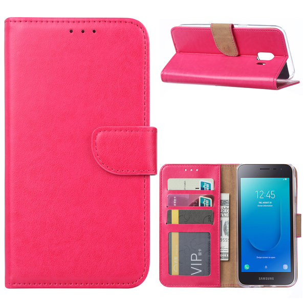 Ntech Ntech Hoesje Geschikt Voor Samsung Galaxy J2 Core Portemonnee Hoesje / Book Case - Roze/Pink