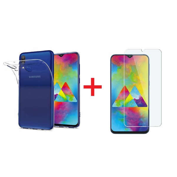 Ntech Ntech Hoesje Geschikt Voor Samsung Galaxy M20 Anti Shock Hoesje + Glazen Screenprotector