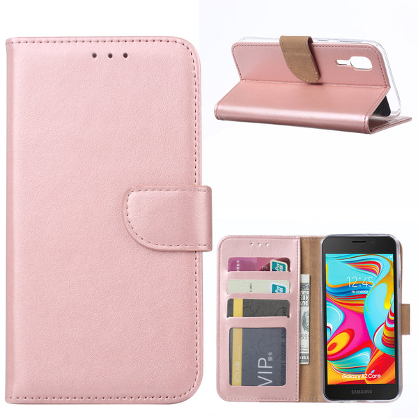 Ntech Ntech Hoesje Geschikt Voor Samsung Galaxy A2 Core Portemonnee Hoesje / Book Case - Rose Goud