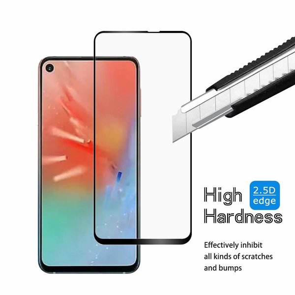 Ntech Ntech Screenprotector Geschikt voor Samsung Galaxy A60 full cover Screenprotector Tempered Glass - Zwart