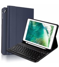 Ntech Ntech Blauw Magnetically Detachable / Wireless Bluetooth Keyboard hoesje met Stylushouder voor iPad Air 1-2/ iPad Pro 9.7/ iPad 9.7 (2017-2018)