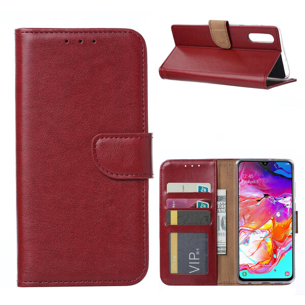 Ntech Ntech Hoesje Geschikt Voor Samsung Galaxy A70/A70s Portemonnee Hoesje / Book Case - Bordeaux Rood