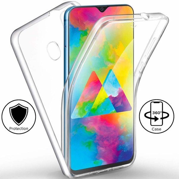 Ntech Ntech Hoesje Geschikt Voor Samsung Galaxy M20 Dual TPU Case hoesje 360° Cover 2 in 1 Case ( Voor en Achter) Transparant