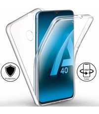 Ntech Ntech Samsung Galaxy A40 Dual TPU Case hoesje 360° Cover 2 in 1 Case ( Voor en Achter) Transparant