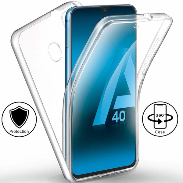 Ntech Ntech Hoesje Geschikt Voor Samsung Galaxy A40 Dual TPU Case hoesje 360° Cover 2 in 1 Case ( Voor en Achter) Transparant