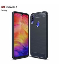 Ntech Ntech Soft Brushed TPU Hoesje voor Xiaomi Redmi Note 7 - Donker Blauw