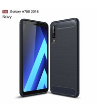 Ntech Ntech Soft Brushed Hoesje voor Samsung Galaxy A7 2018 - Donker Blauw