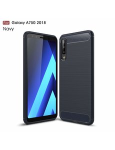 Ntech Ntech Soft Brushed Hoesje voor Samsung Galaxy A7 2018 - Donker Blauw