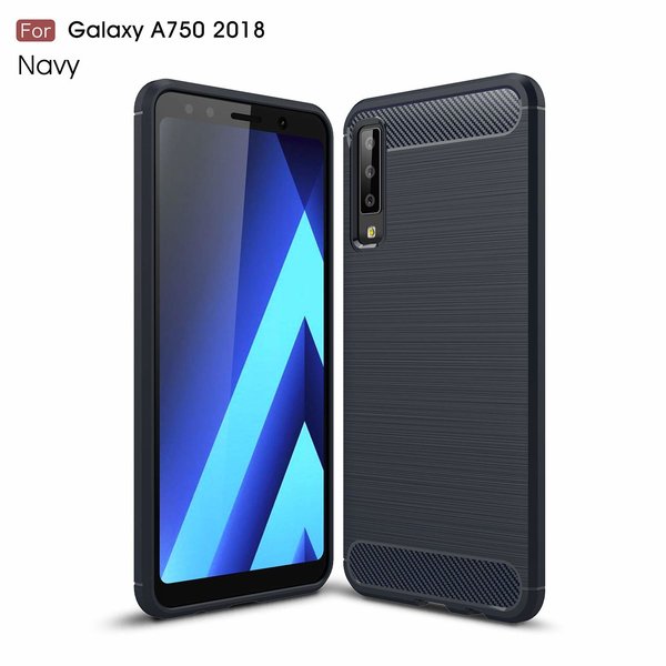 Ntech Ntech Soft Brushed Hoesje Geschikt Voor Samsung Galaxy A7 2018 - Donker Blauw