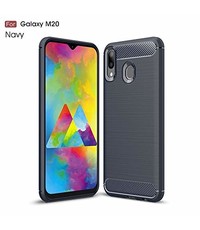 Ntech Ntech Soft Brushed Hoesje voor Samsung Galaxy M20 - Donker Blauw