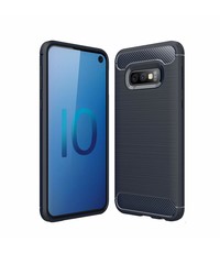 Ntech Ntech Soft Brushed TPU Hoesje voor Samsung Galaxy S10 - Donker Blauw