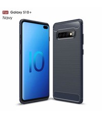 Ntech Ntech Soft Brushed TPU Hoesje voor Samsung Galaxy S10+ (Plus) - Donker Blauw