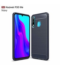 Ntech Ntech Soft Brushed TPU Hoesje voor Huawei P30 Lite / P30 Lite New Edition - Donker Blauw