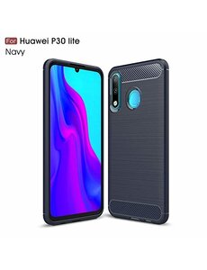 Ntech Ntech Soft Brushed TPU Hoesje voor Huawei P30 Lite / P30 Lite New Edition - Donker Blauw