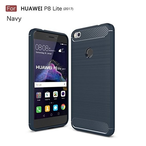 Ntech Ntech Soft Brushed TPU Hoesje Geschikt voor Huawei P8 Lite 2017 - Donker Blauw