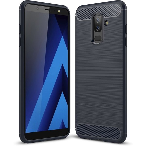 Ntech Ntech Soft Brushed TPU Hoesje Geschikt Voor Samsung Galaxy A6+ (2018) - Donker Blauw