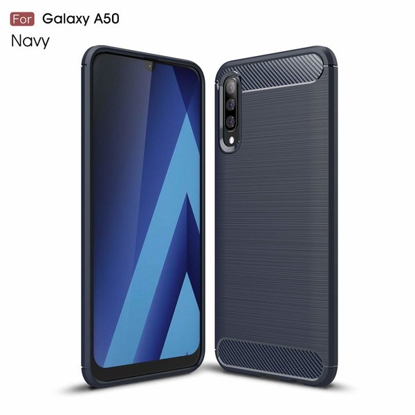 Ntech Ntech Soft Brushed TPU Hoesje Geschikt Voor Samsung Galaxy A50 - Donker Blauw