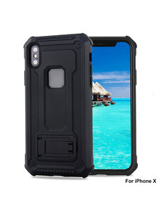 Ntech Ntech Apple iPhone X / Xs - Armor hoesje met Kickstand - Zwart