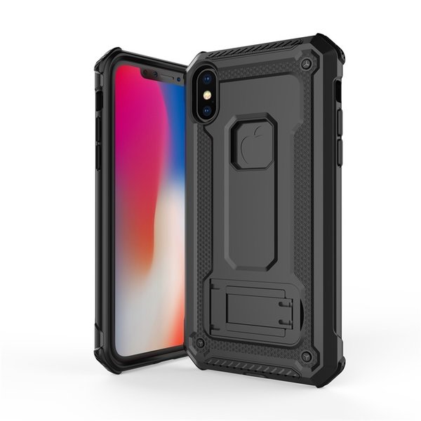 Ntech Ntech hoesje Geschikt voor iPhone Xs Max - Armor hoesje met Kickstand - Zwart