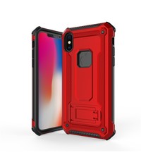 Ntech Ntech Apple iPhone Xs Max - Armor hoesje met Kickstand - Rood