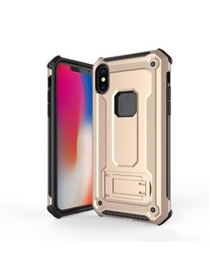 Ntech Ntech Apple iPhone Xs Max - Armor Hoesje met Sta-Functie - Goud