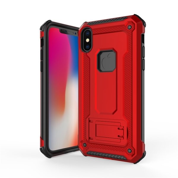 Ntech Ntech hoesje Geschikt voor iPhone Xr Armor hoesje met Kickstand - Rood