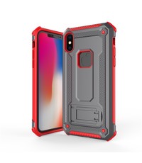 Ntech Ntech Apple iPhone Xr Armor hoesje met Kickstand - Grijs & Rood