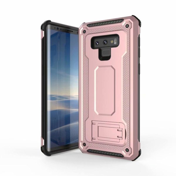 Ntech Ntech Hoesje Geschikt Voor Samsung Galaxy Note 9 Armor hoesje met Kickstand - Rose Goud