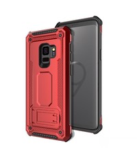 Ntech Ntech Samsung Galaxy S9 Dual layer Rugged Armor hoesje met Kickstand / Hard PC & TPU Hybride case - Rood