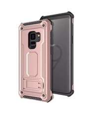 Ntech Ntech Samsung Galaxy S9 Armor hoesje met Kickstand - Rose Goud