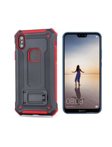 Ntech Ntech Huawei P20 Lite Armor hoesje met Kickstand Grijs & Rood