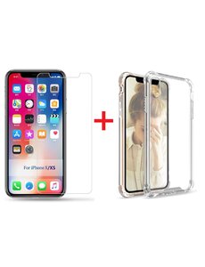 Ntech Ntech Apple iPhone Xs Screenprotector Tempered Glass + Anti Shock Hoesje