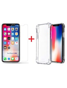 Ntech Ntech Apple iPhone Xs Max Screenprotector Tempered Glass + Anti Shock Hoesje