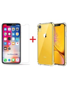 Ntech Ntech Apple iPhone Xr Screenprotector Tempered Glass + Anti Shock Hoesje