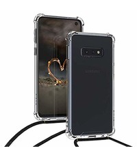 Ntech Ntech Samsung Galaxy S10+ Anti Shock Transparante hoesje met Verstelbaar Celebrity Draagriem