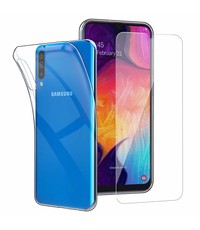 Ntech Ntech Samsung Galaxy A50 TPU transparant hoesje + Glazen Screenprotector - Case-Friendly