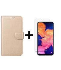 Ntech Ntech Samsung Galaxy A10 Portemonnee Hoesje - Champagne +Glazen Screenprotector - Case-Friendly