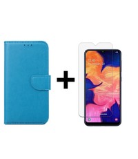 Ntech Ntech Samsung Galaxy A10 Portemonnee Hoesje - Turquoise +Glazen Screenprotector - Case-Friendly