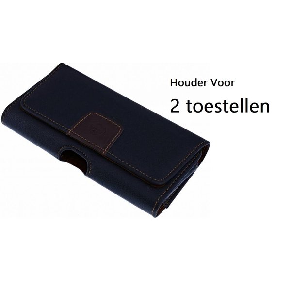 Ntech Ntech Universeeel Dubbel Riem holster Hoesje | Case voor 2 smartphones - Zwart