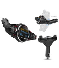 Ntech Ntech Smart Car Kit Bluetooth 5.0+EDR FM Transmitter 3.1A Charger-1,3" LED scherm TF kaart AUX poort - Handsfree Call functie - BT08