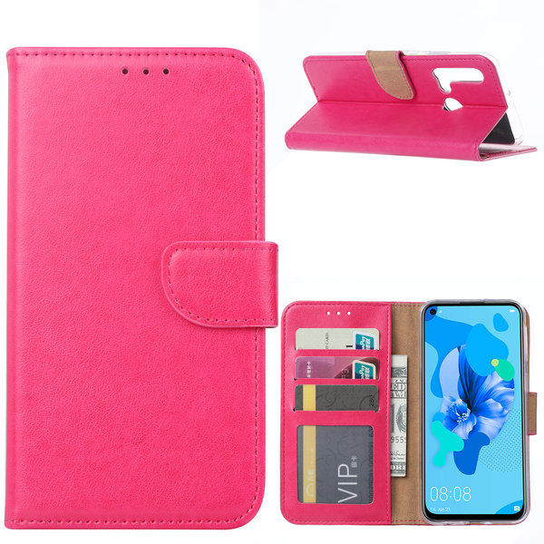 Ntech Ntech Hoesje Geschikt voor Huawei P20 lite (2019) Portemonnee / Booktype Hoesje - Pink/Roze