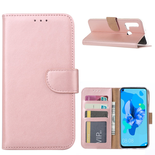 Ntech Ntech Hoesje Geschikt voor Huawei P20 lite (2019) Portemonnee / Booktype Hoesje - Rose Goud