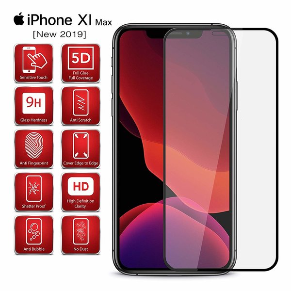 Ntech Ntech Screenprotector Full Cover Screenprotector - Geschikt voor iPhone 11 Pro Max - Zwart