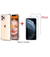 Ntech Ntech Apple iPhone 11 Pro Max Anti Shock Hoesje + 2X Screenprotector