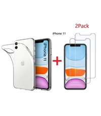 Ntech Ntech Apple iPhone 11 Transparant Hoesje + 2X Screenprotector