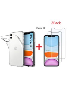 Ntech Ntech Apple iPhone 11 Transparant Hoesje + 2X Screenprotector
