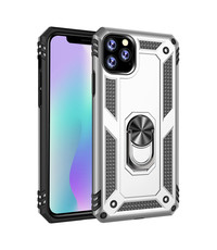 Ntech Ntech Apple Geschikt voor iPhone 11 Pro Max Armor Ringhouder TPU - Zilver