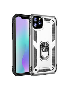 Ntech Ntech Apple Geschikt voor iPhone 11 Pro Max Armor Ringhouder TPU - Zilver