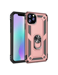 Ntech Ntech Apple Geschikt voor iPhone 11 Pro Max Armor Ringhouder TPU - Rose Goud